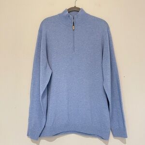 Tom James Cashmere Quarter Zip Sweater Blue L Quiet Luxury Old Money Ivy League